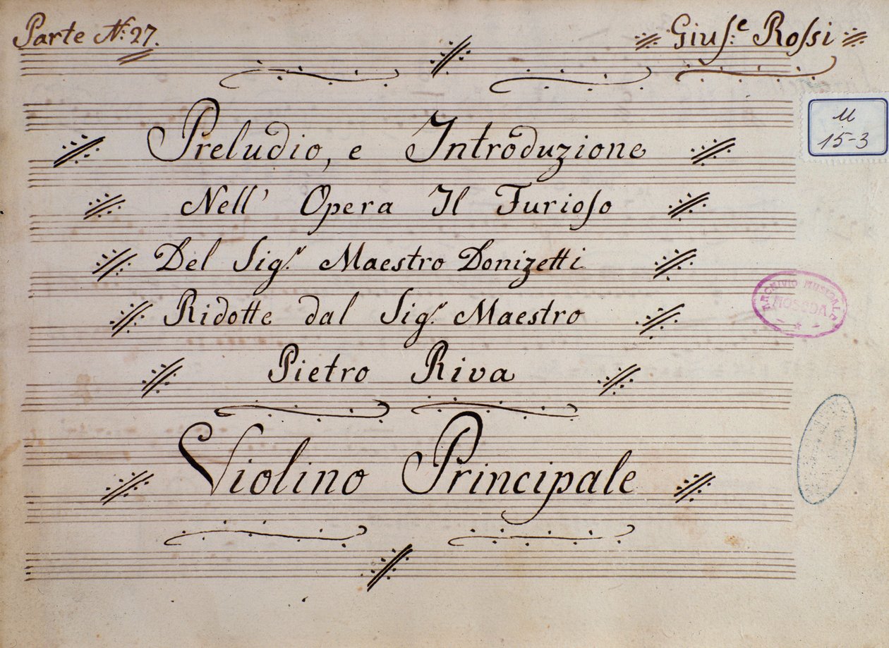 Prima pagina della partitura per violino, Il furioso all