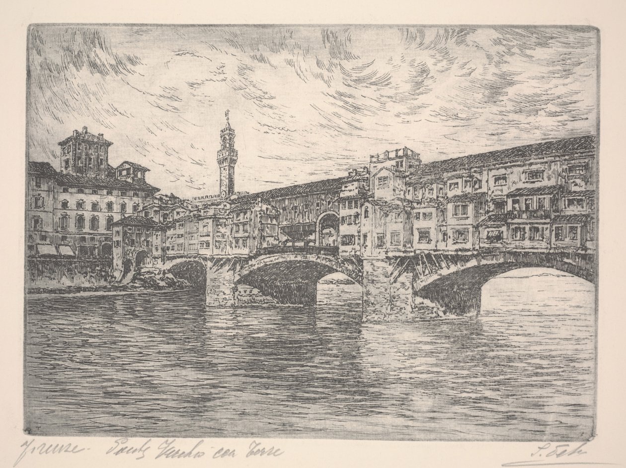 Firenze, Ponte Vecchio con Torre da Unknown artist