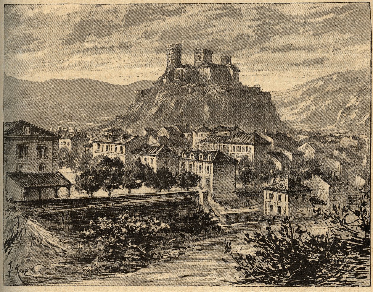 Foix - Ariège - Occitania - incisione in 