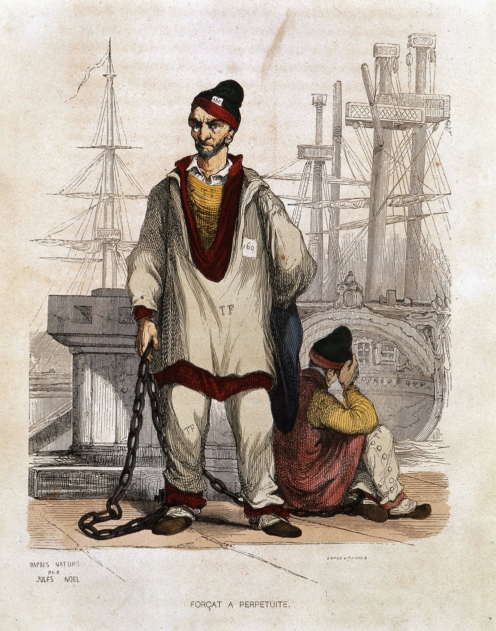 Forzato a peritè - in "Le Bagnes: storia, tipi, costumi, misteri" di Maurice Alhoy, ed. Gustave Havard, Parigi da Unknown artist