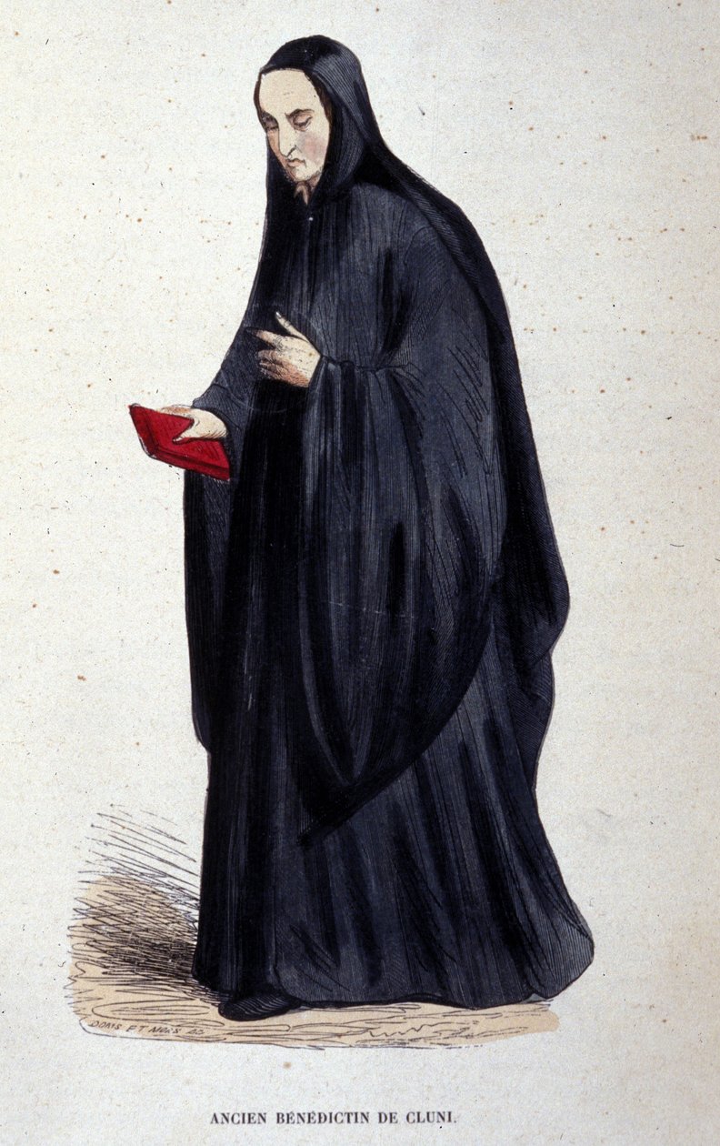 Ex benedettino di Cluny. Incisione da un album sugli ordini religiosi, Parigi da Unknown artist