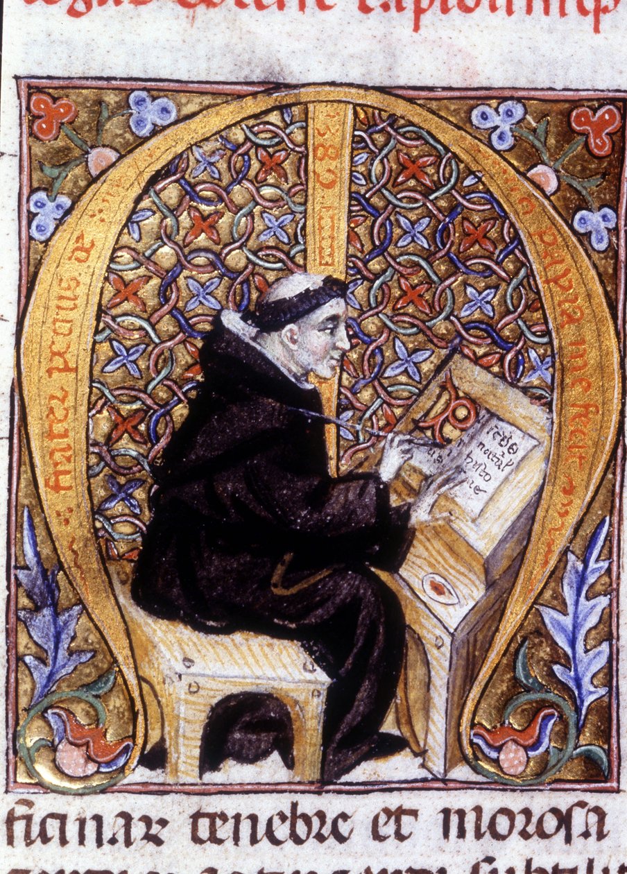 Fra Pietro di Pavia, un copista al lavoro. Manoscritto del XIV secolo da Unknown artist