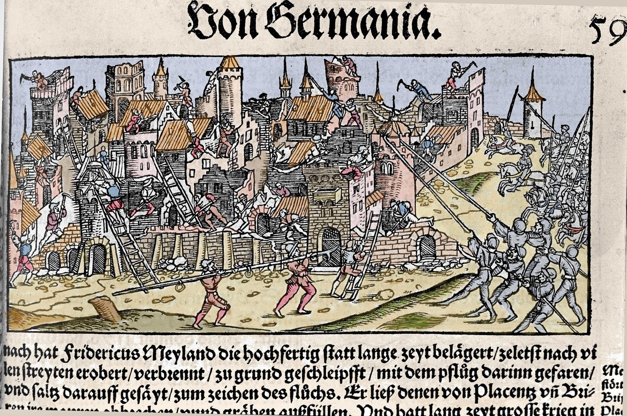 Federico Barbarossa, imperatore del Sacro Romano Impero, conquista e distrugge Milano nel 1162 da Unknown artist