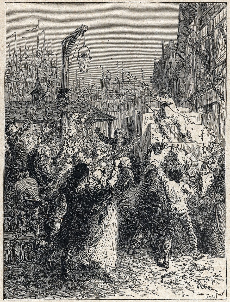 Rivoluzione francese: trionfo di Honoré Gabriel Riqueti, Conte di Mirabeau (1749-1791) entrato nella città di Marsiglia nel 1789. Incisione del 1889. Collezione privata da Unknown artist