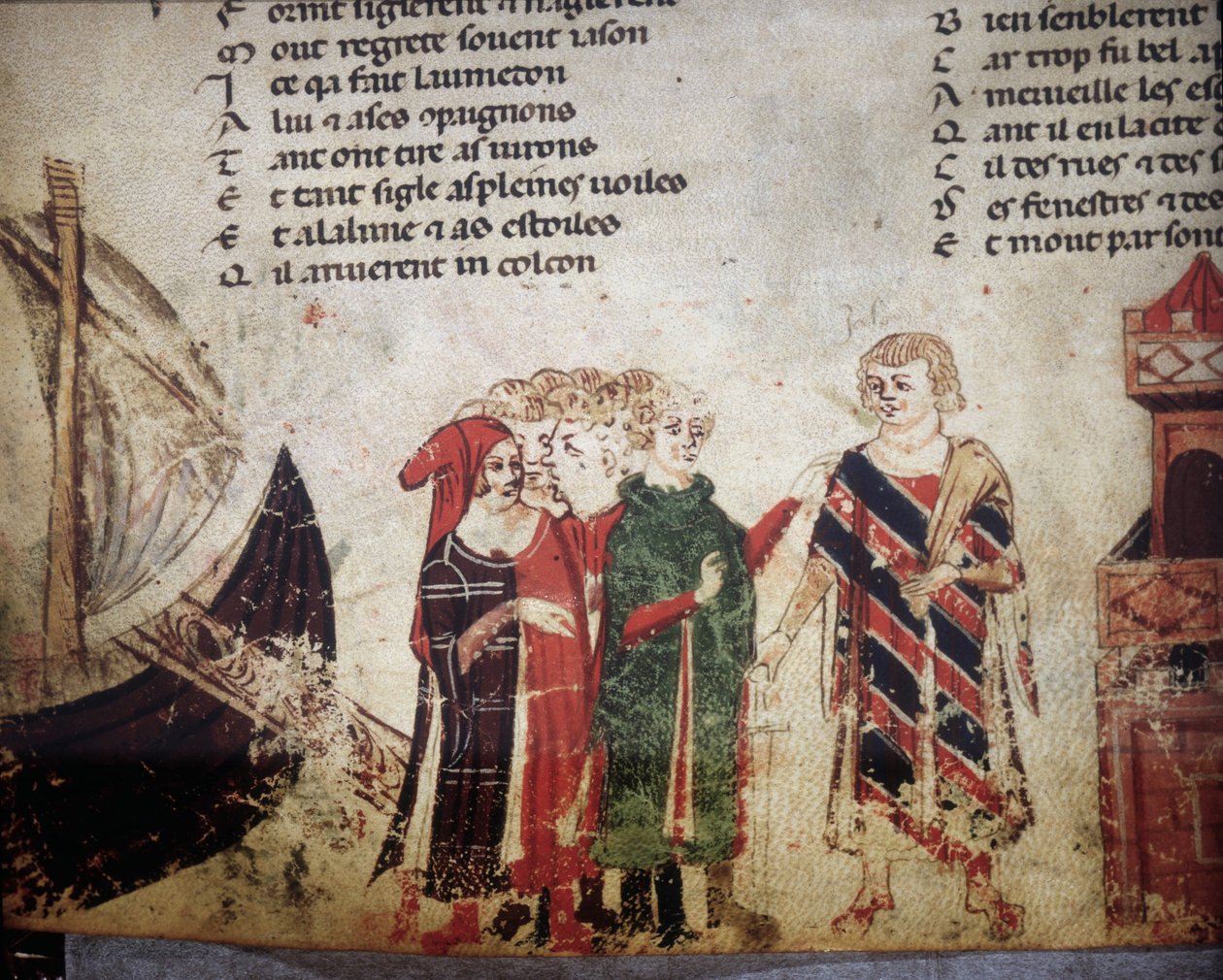 Mercante francese a Venezia. Miniatura del "Roman de Troy" di Benoit de Saint Maure. XIV secolo Biblioteca Marciana, Venezia da Unknown artist