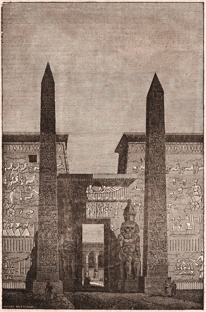 Vista frontale di una ricostruzione degli obelischi di Luxor in Egitto da Unknown
