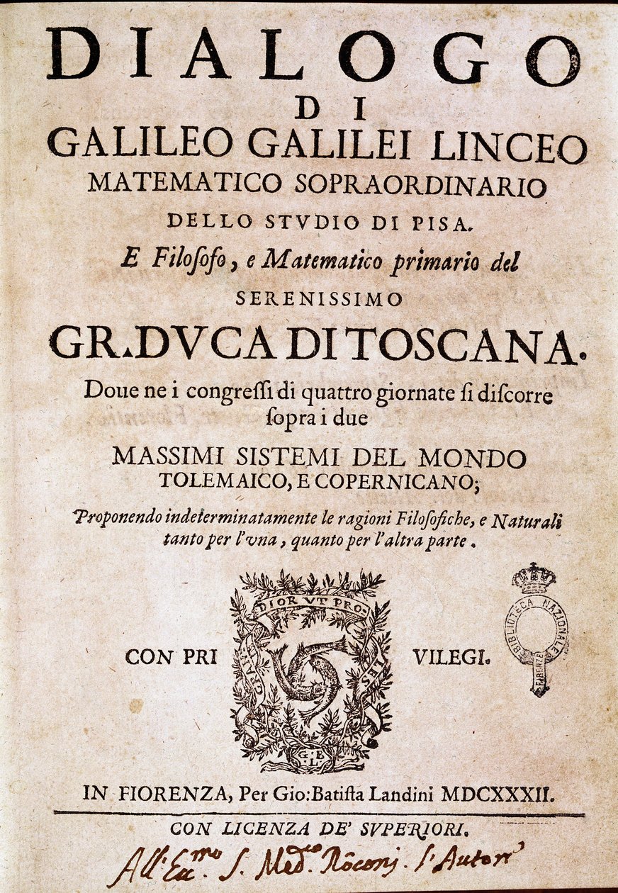 Frontespizio di Dialogo sopra i due massimi sistemi del mondo da Unknown artist