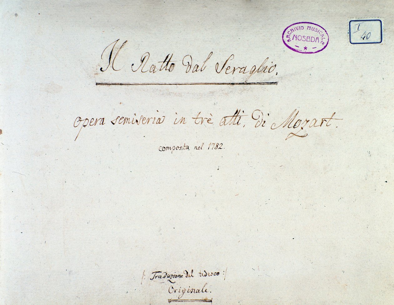 Frontespizio per Il ratto dal serraglio, opera di Mozart, versione di Lichtenthal (1838) da Unknown artist