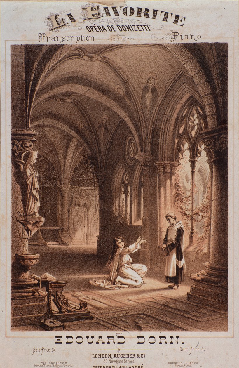 Frontespizio di La favorita, opera di Gaetano Donizetti da Unknown artist