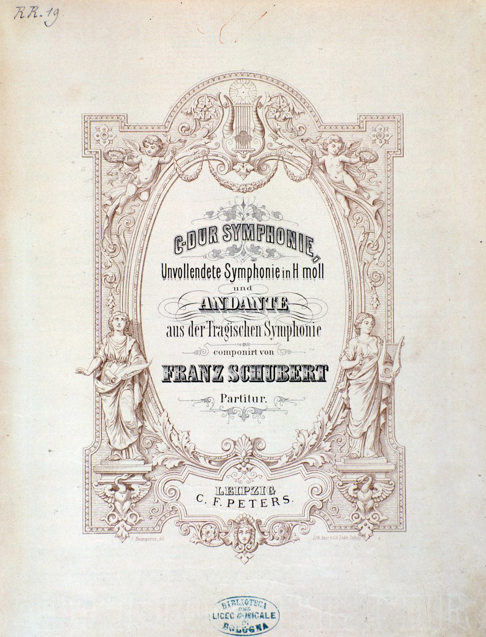 Frontespizio della partitura musicale di Sinfonia incompiuta di Franz Schubert da Unknown artist
