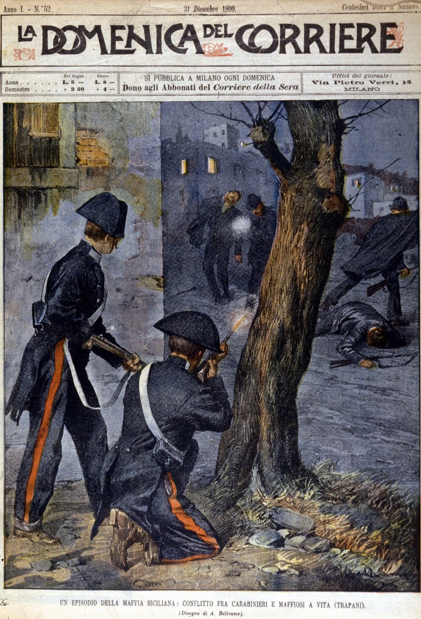Sparatoria tra carabinieri e mafiosi nella regione di Trapani in Sicilia nel 1899 da Unknown artist
