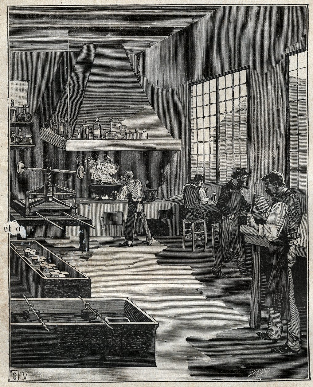 Oreficeria galvanica: preparazione degli stampi. Incisione del 1885 in "Les arts et metiers illustres" di Adolphe Bitard da Unknown artist