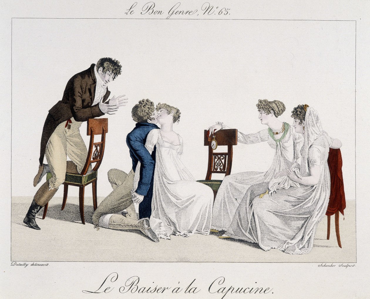 Gioco: Il bacio della Capuchine - in "Le Bon Genre", n. 65, inizio XIX secolo da Unknown artist