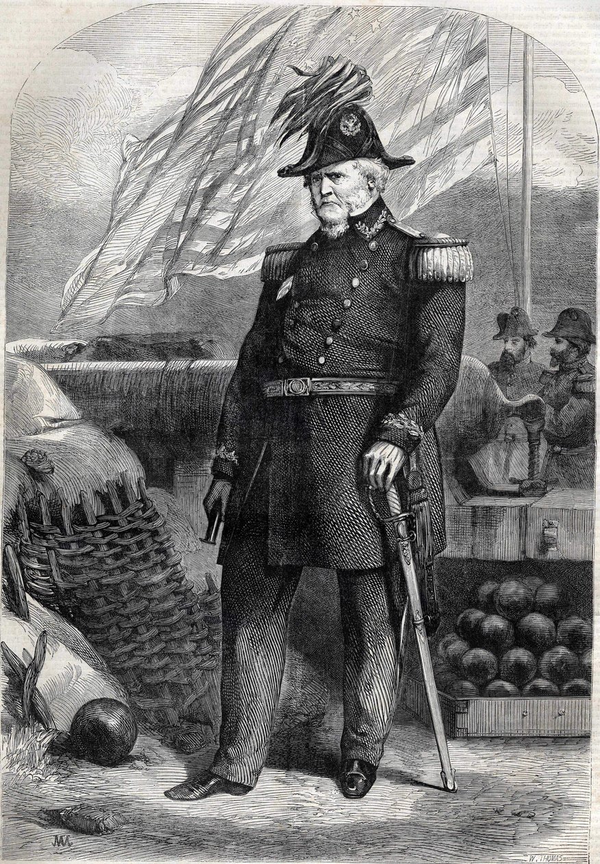 Generale Winfield Scott (1786 - 1866). Incisione del 1860. da Unknown artist