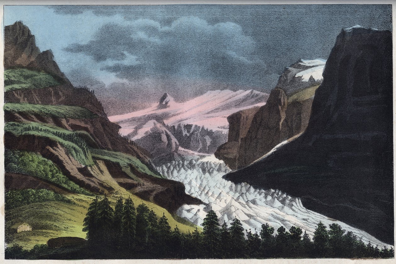 Ghiacciaio di Grindelwald in Svizzera - incisione da 