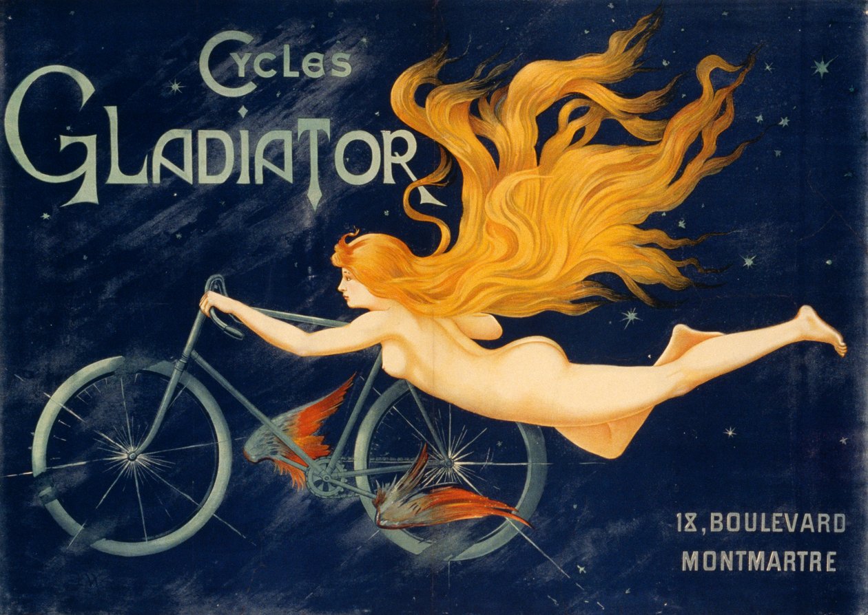 Biciclette Gladiator, 1905 circa, manifesto pubblicitario, Parigi. Francia, XX secolo da Unknown artist