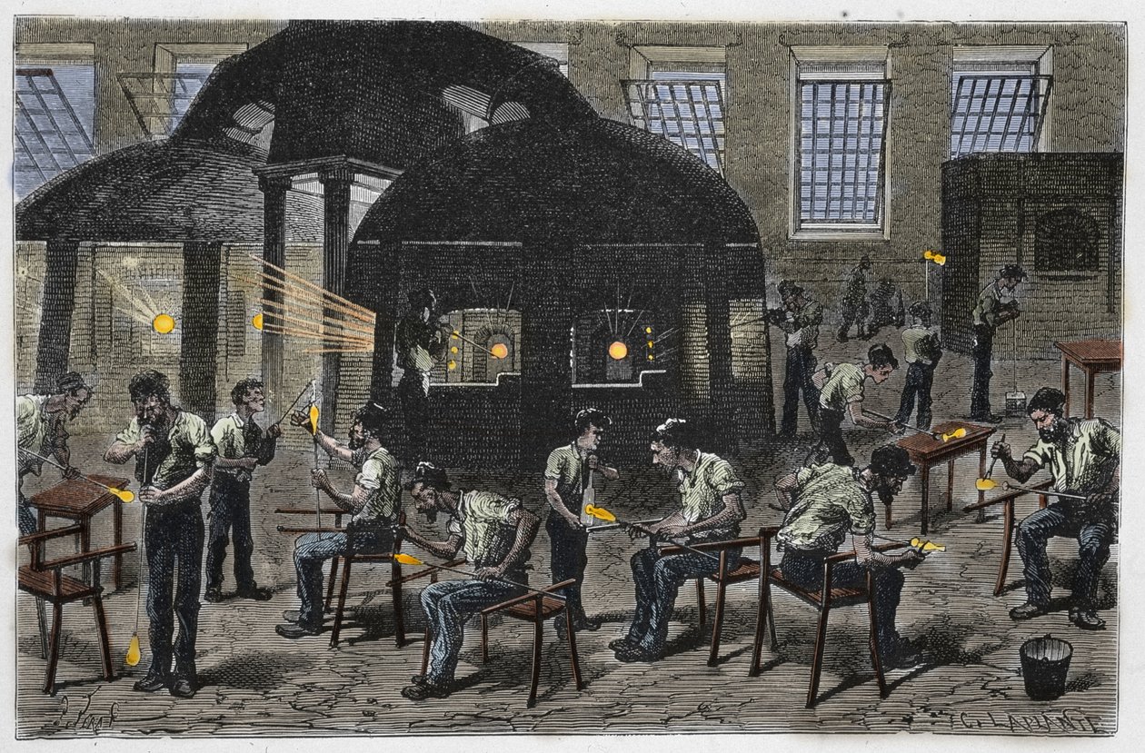 Fabbrica di soffiatura del vetro da Unknown artist
