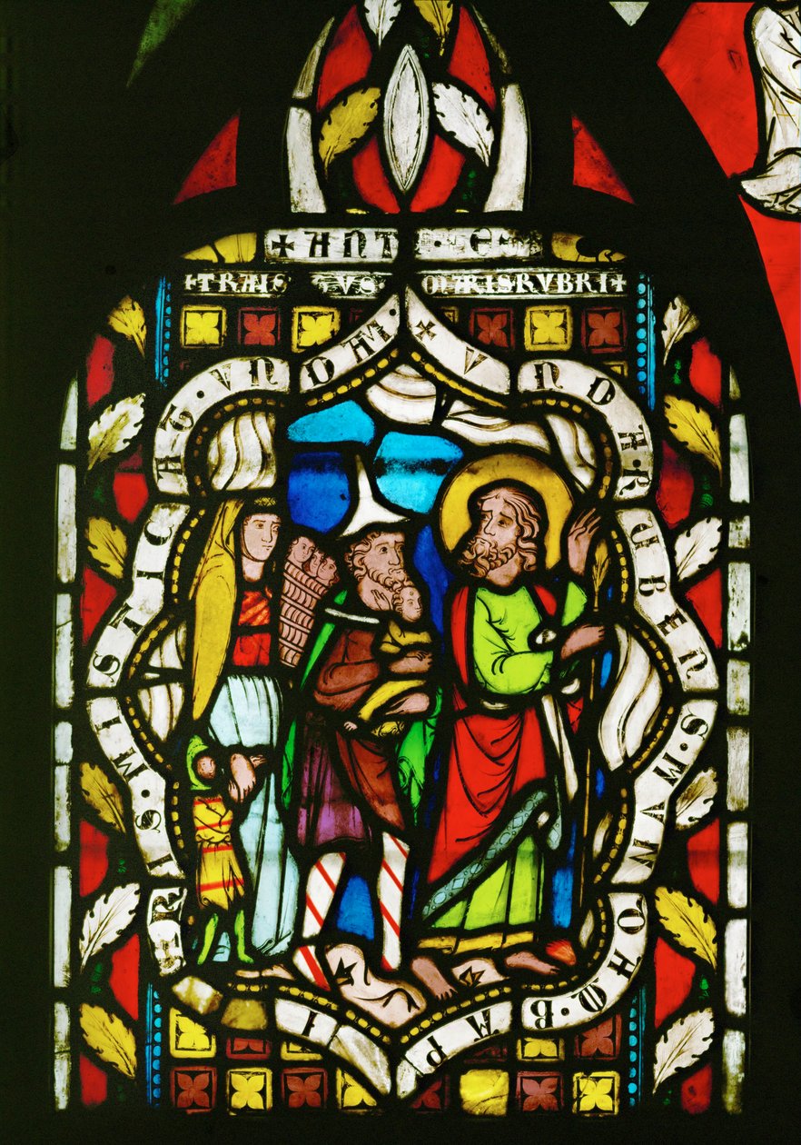 Dio conduce i figli di Israele attraverso il Mar Rosso (vetrata) da Unknown Artist