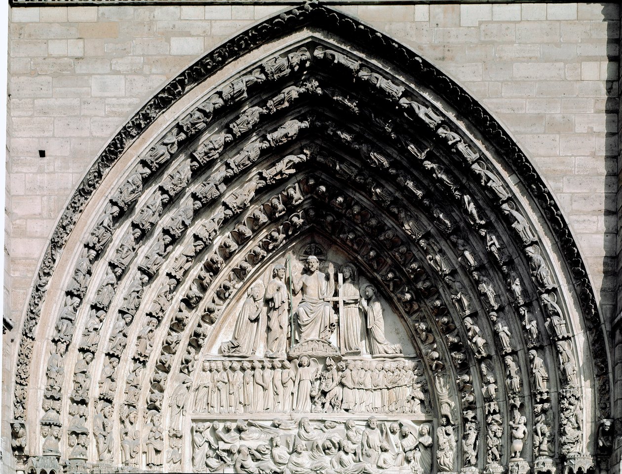 Arte gotica: dettaglio del portale centrale della Cattedrale di Notre Dame de Paris da Unknown artist