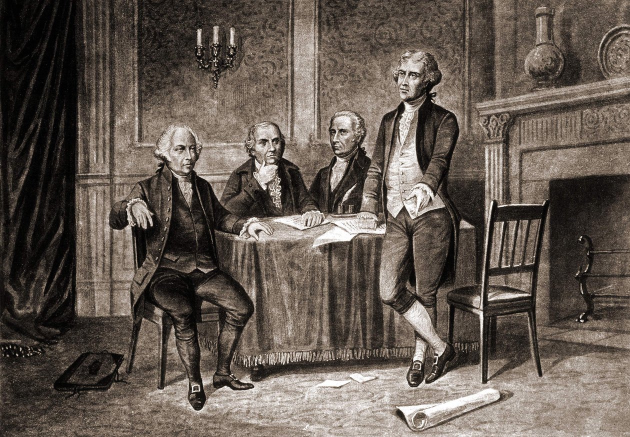 Gouverneur Morris (1752-1816), con Adams, Hamilton e Jefferson da Unknown artist