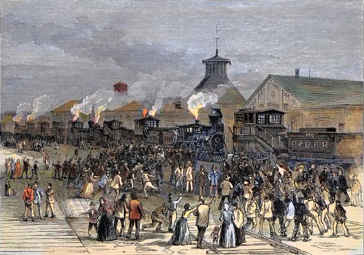 Grande sciopero ferroviario del 1877, Blocco dei motori a Martinsburg, West Virginia da Unknown artist