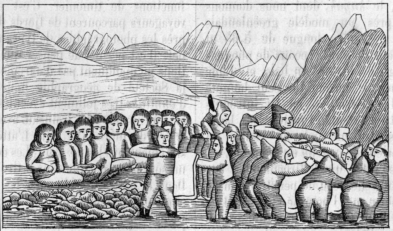 Esposizione della Groenlandia alla Società di Geografia, Parigi: Fac-simile di un disegno di tomba degli Eschimesi. Incisione in "La Nature: revue des sciences et de leurs applications aux arts et à l