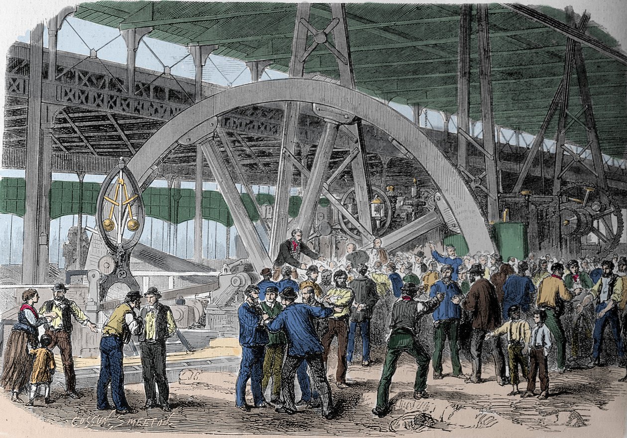 Sciopero del Creusot. Un conciliabolo di operai nelle officine, al momento del pagamento. XIX secolo da Unknown artist