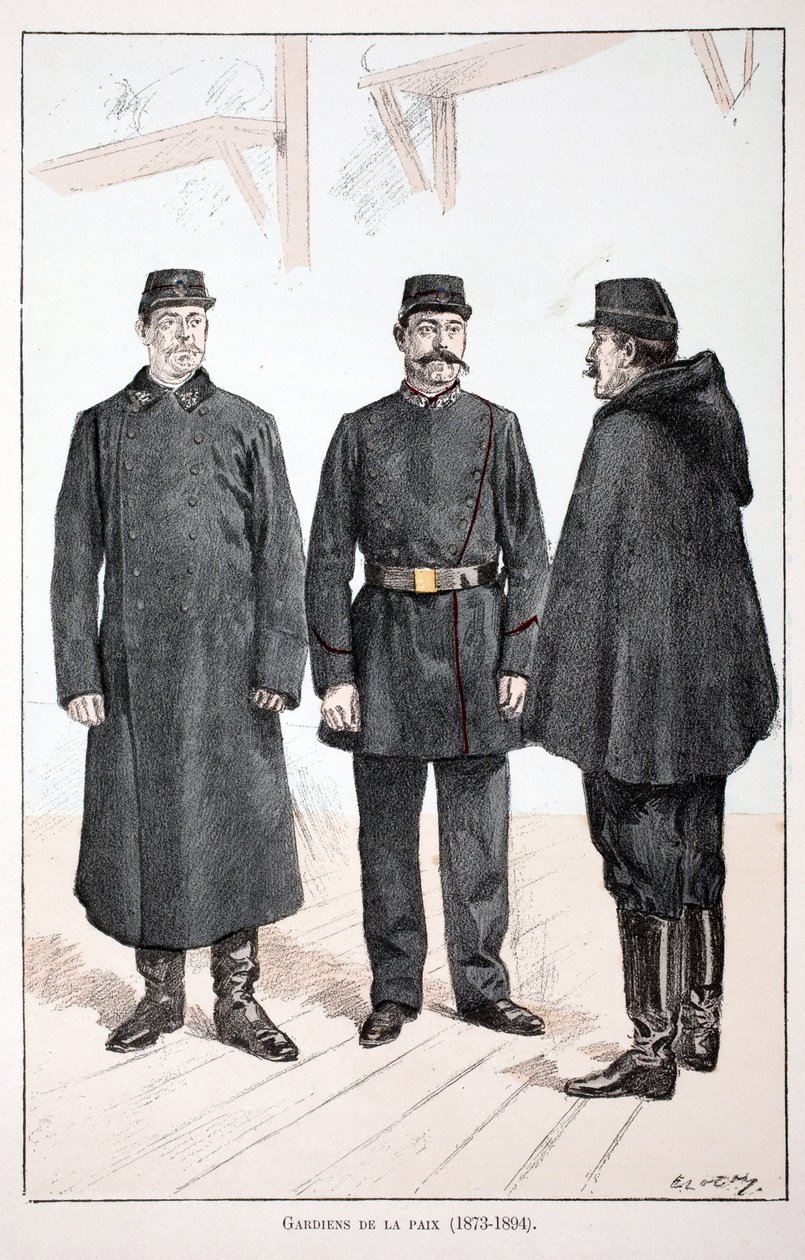 Guardiani della Pace (1873-1894). Incisione a colori, per illustrazione del libro 