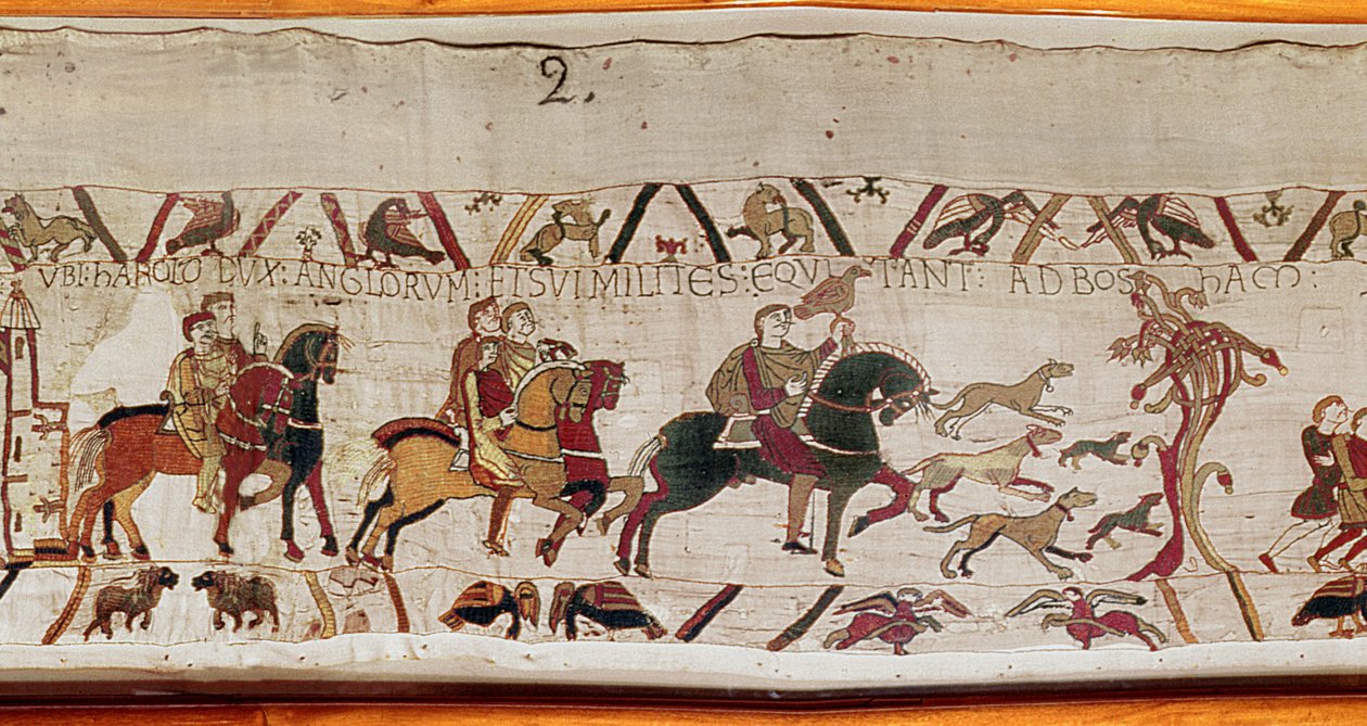Harold viene inviato con i suoi uomini in Normandia da Edoardo il Confessore, Arazzo di Bayeux da Unknown artist