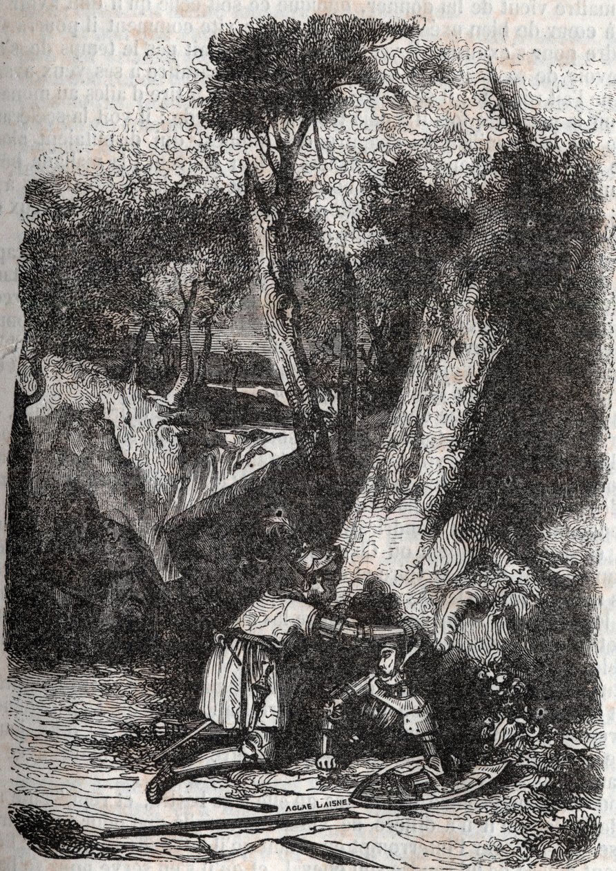 Ermonide rovesciato e salvato da Zerbin - incisione del 1851 da 