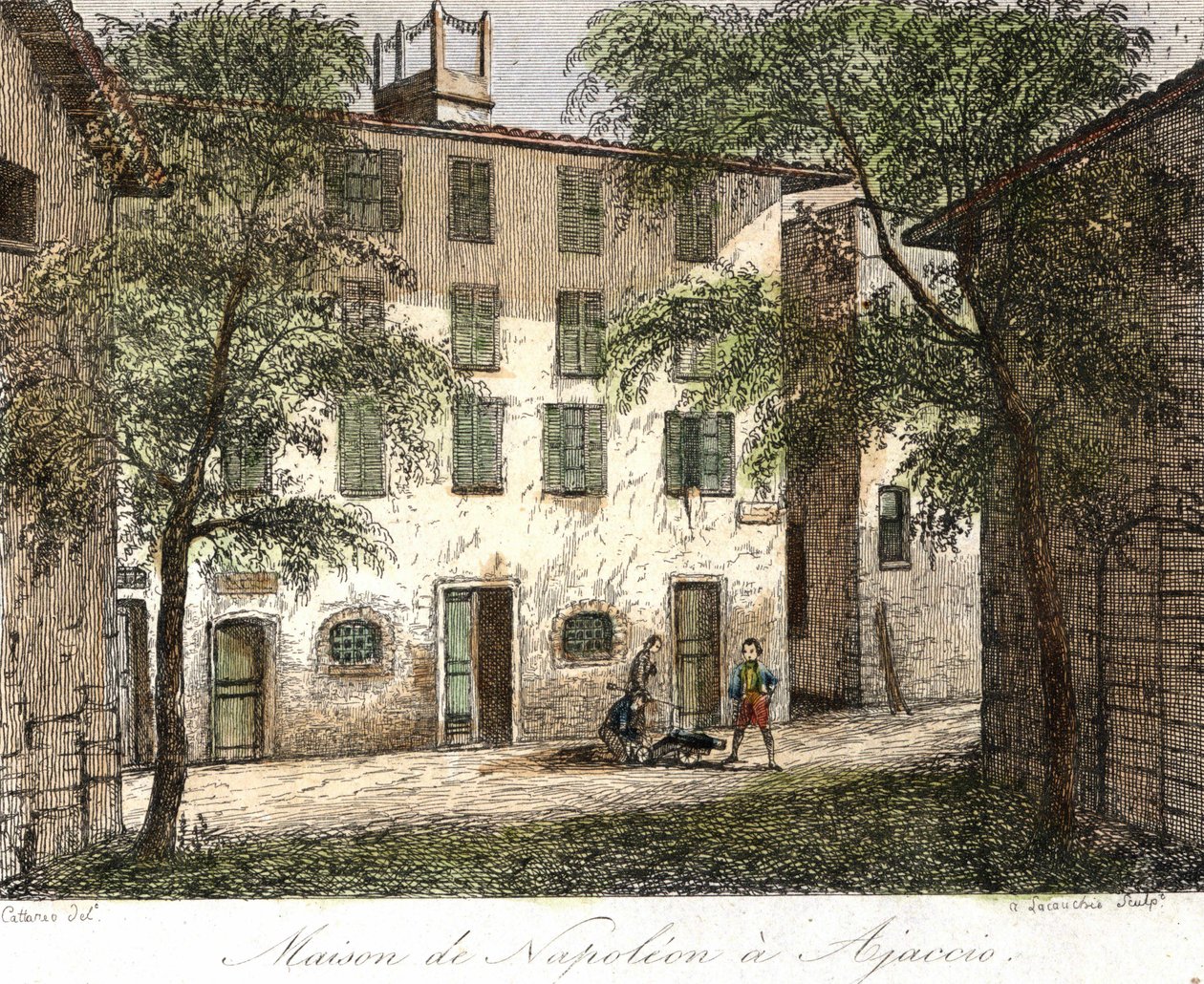 Casa di Napoleone ad Ajaccio - Incisione a colori del 19° secolo da Unknown artist