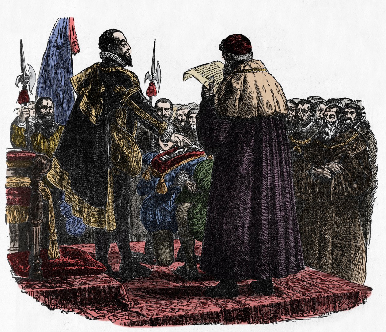 Ugo Capeto pronuncia il giuramento sovrano - Ugo Capeto (circa 941-996) re dei Franchi, pronuncia il giuramento sovrano nel 987 - 1882 da Unknown artist