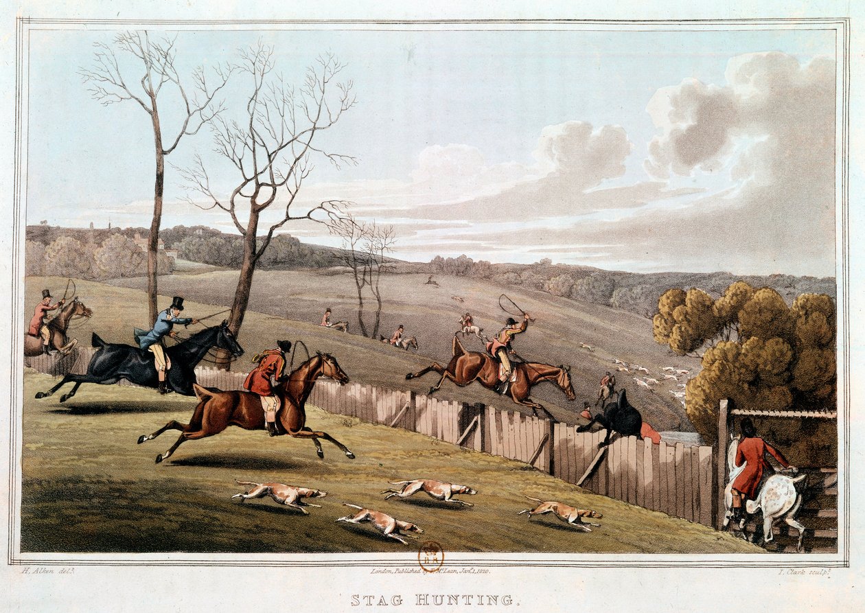 Caccia in Inghilterra. Litografia del XIX secolo. Parigi, B.N. da Unknown artist