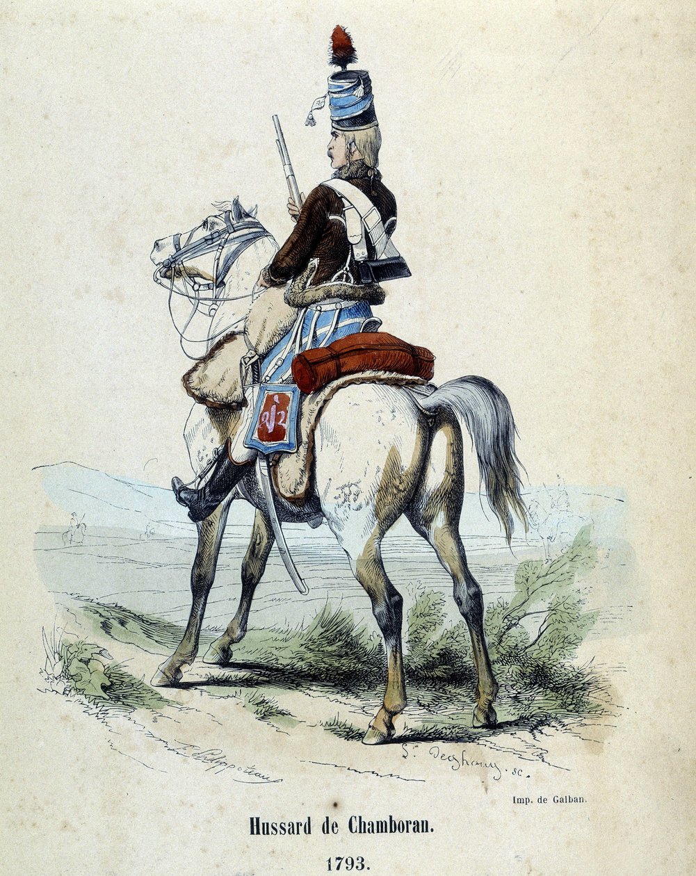 Ussaro di Chamboran nel 1793 a cavallo da Unknown artist