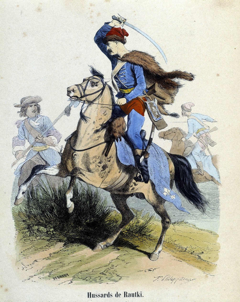 Ussari di Rautki combattenti nel 1720 da Unknown artist