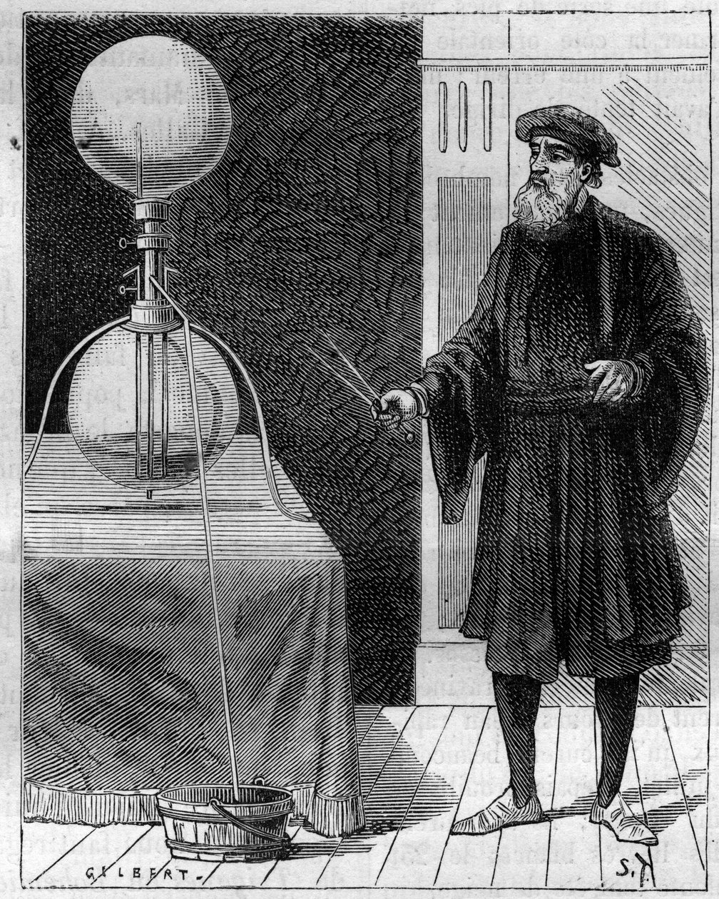 Invenzione idraulica: Macchina idraulico-pneumatica. Incisione in "La Nature" da Unknown artist