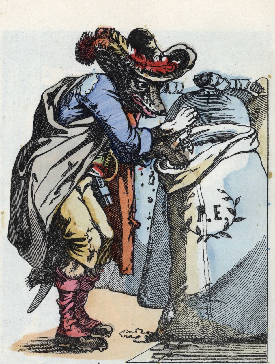 Illustrazione della fiaba "Compere le Loup, Maitre Renard, Comere la Chevre et ses petits biquets" di Jean de la Fontaine. In "Fiabe della casa per i piccoli". Incisione anonima del XIX secolo da Unknown artist