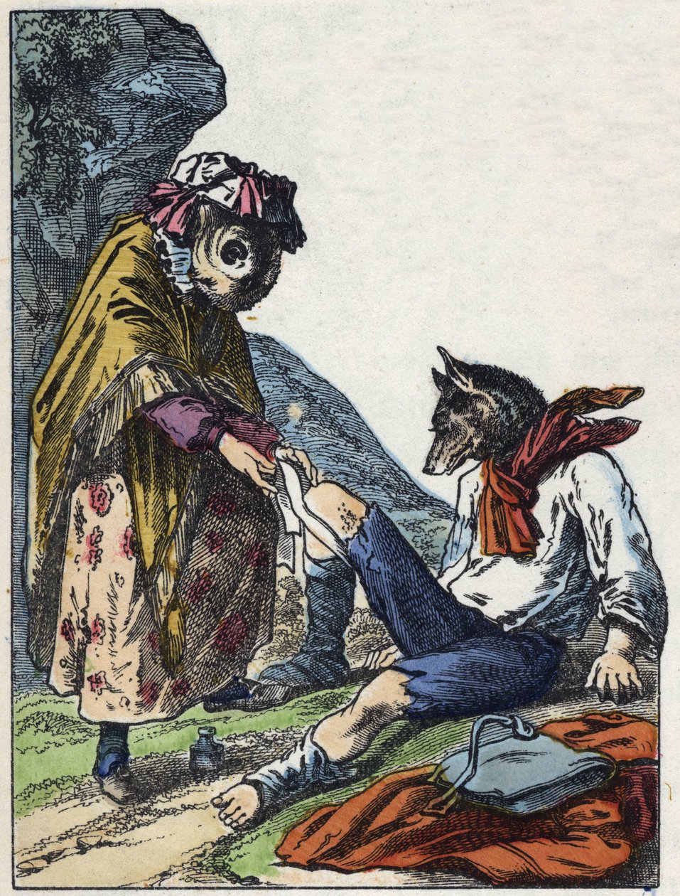 Illustrazione della fiaba "Buona Mamma Pecora". In "Fiabe della casa per i piccoli". Incisione anonima del XIX secolo da Unknown artist