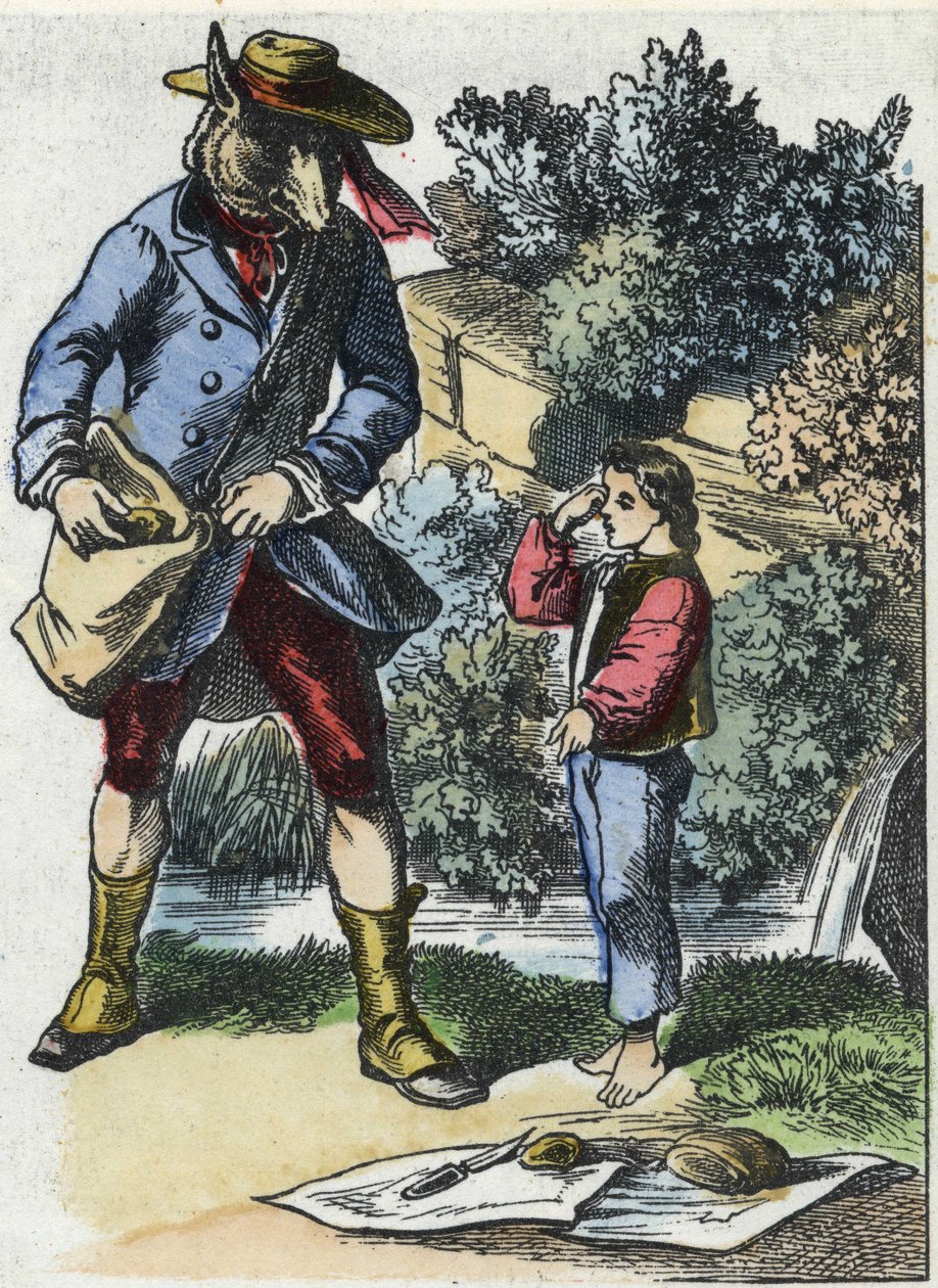 Illustrazione della fiaba "Buona Mamma Pecora". In "Fiabe dalla casa per i piccoli". Incisione anonima del XIX secolo da Unknown artist
