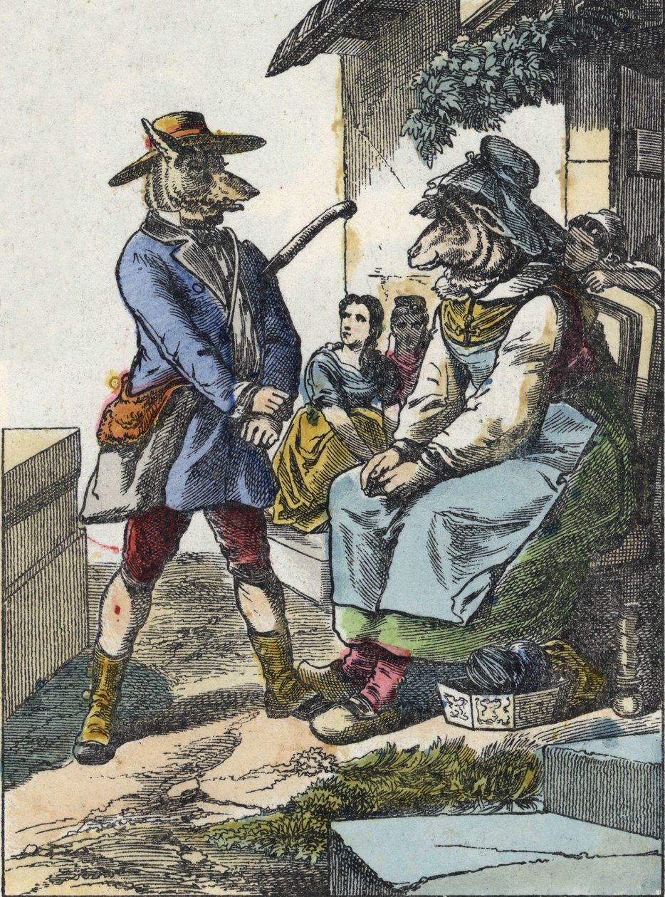 Illustrazione del racconto "Buona Mamma Pecora". In "Tales from the home for the little ones". Incisione anonima del XIX secolo da Unknown artist