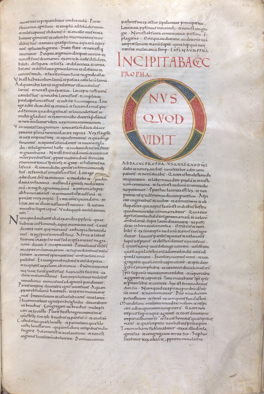 Incipit Abacuc Propha. Incipit del Libro del Profeta Abacuc, XI secolo (miniatura, manoscritto membranaceo) da Unknown artist