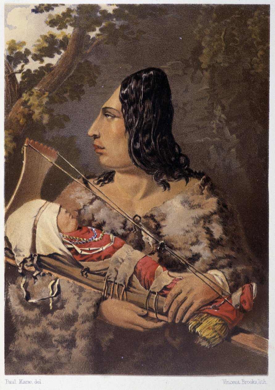 Donna indiana e il suo bambino - in "Wandering of an artist among the indians of north america" di Paul Kane, Longmans & Roberts, Londra da Unknown artist