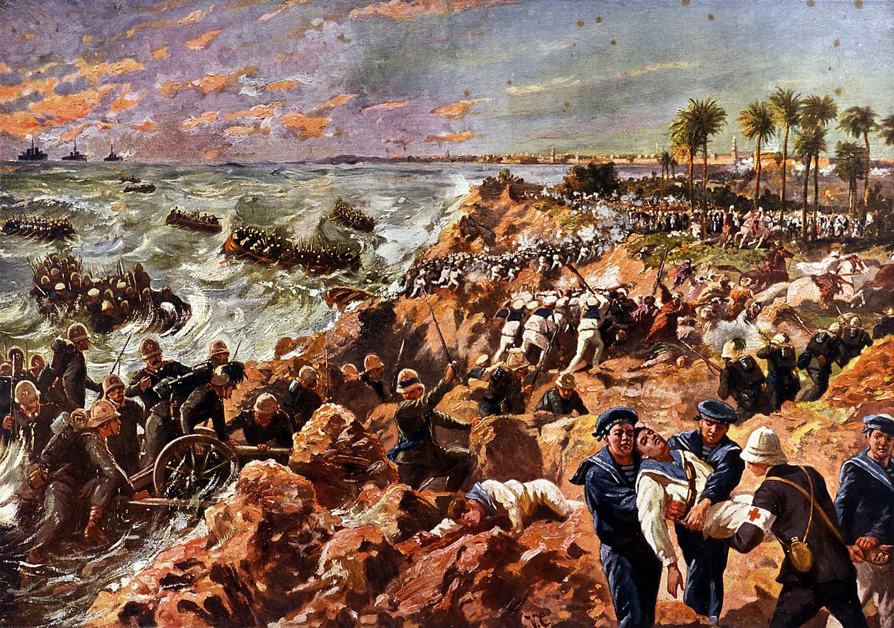 Guerra italo-turca (1911-1912): Sbarco delle truppe italiane e battaglia di Bengasi (Libia) dell