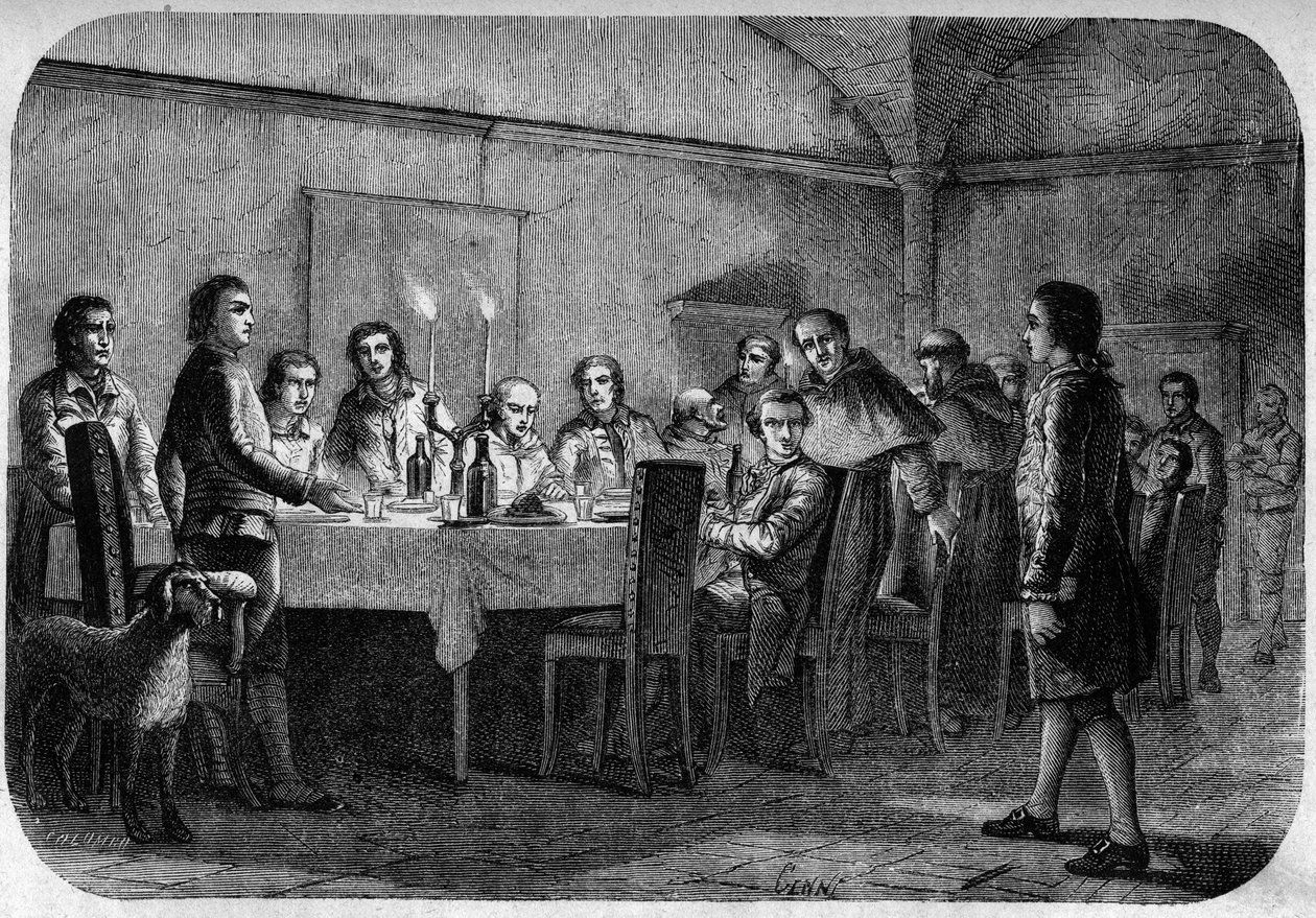 James Boswell (1740-1795) scrittore e avvocato scozzese, figlio di Lord Alexander Boswell ricevuto durante un incontro a un pasto dato da Pascal (Pasquale) Paoli. In "Pasquale Paoli ossia la rotta di Pontenuovo" di F.D. Guerrazzi. 1872. da Unknown artist