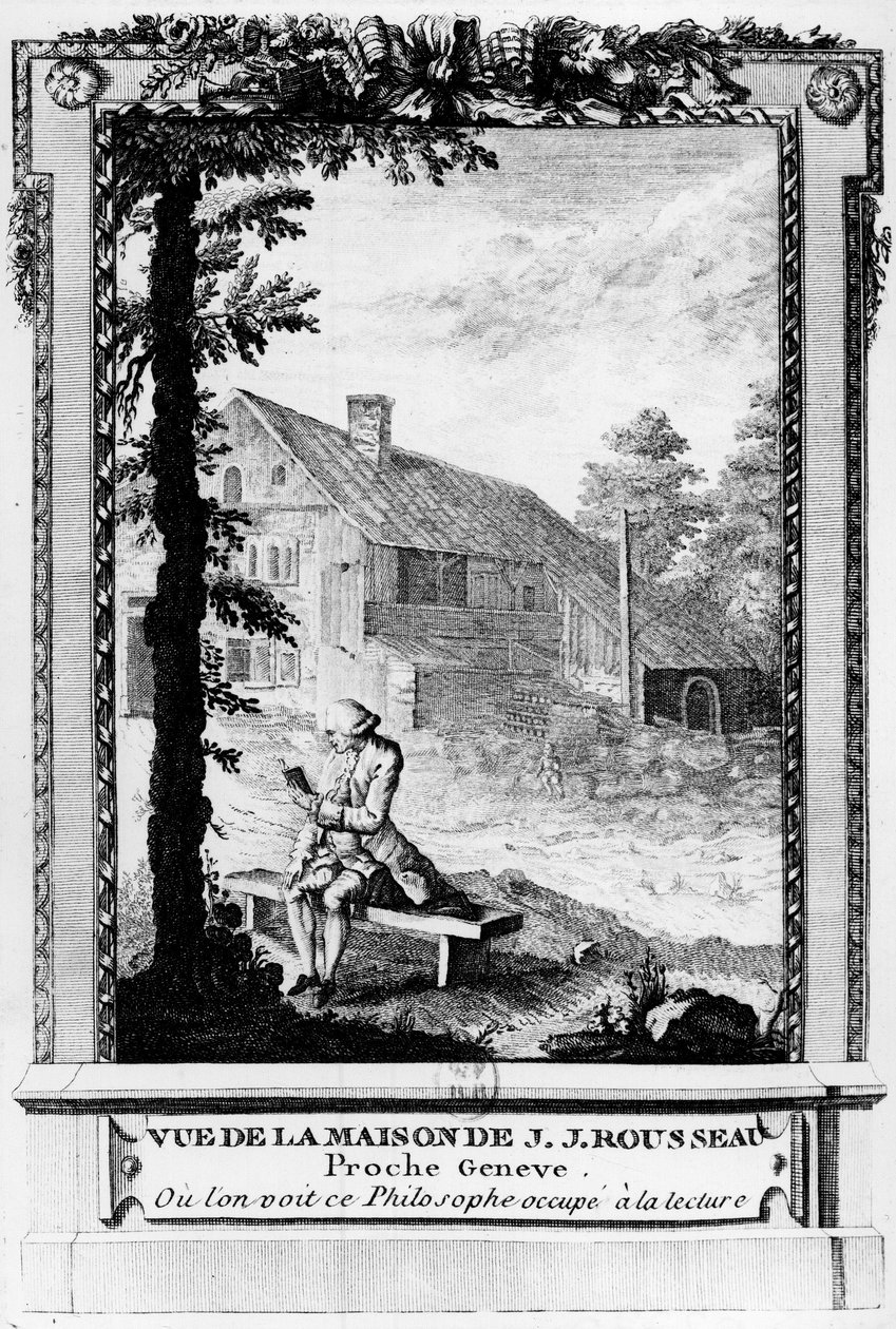 Jean Jacques Rousseau (1712-1778), scrittore e filosofo ginevrino di lingua francese; visto dalla sua casa (vicino a Ginevra) da Unknown artist