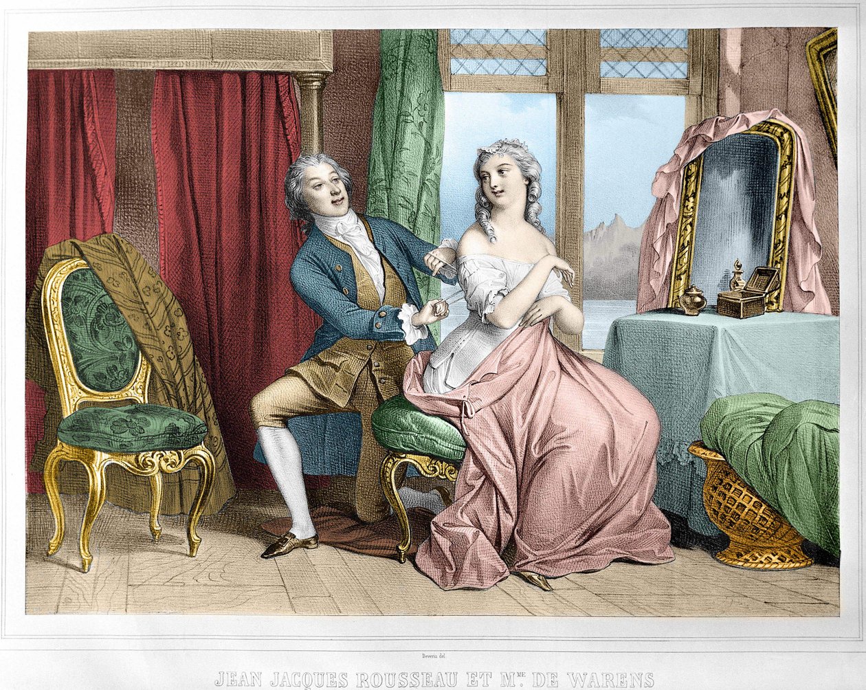 Jean Jacques Rousseau (1712 - 1778) e Madame de Warens (1700 - 1762) da Unknown artist
