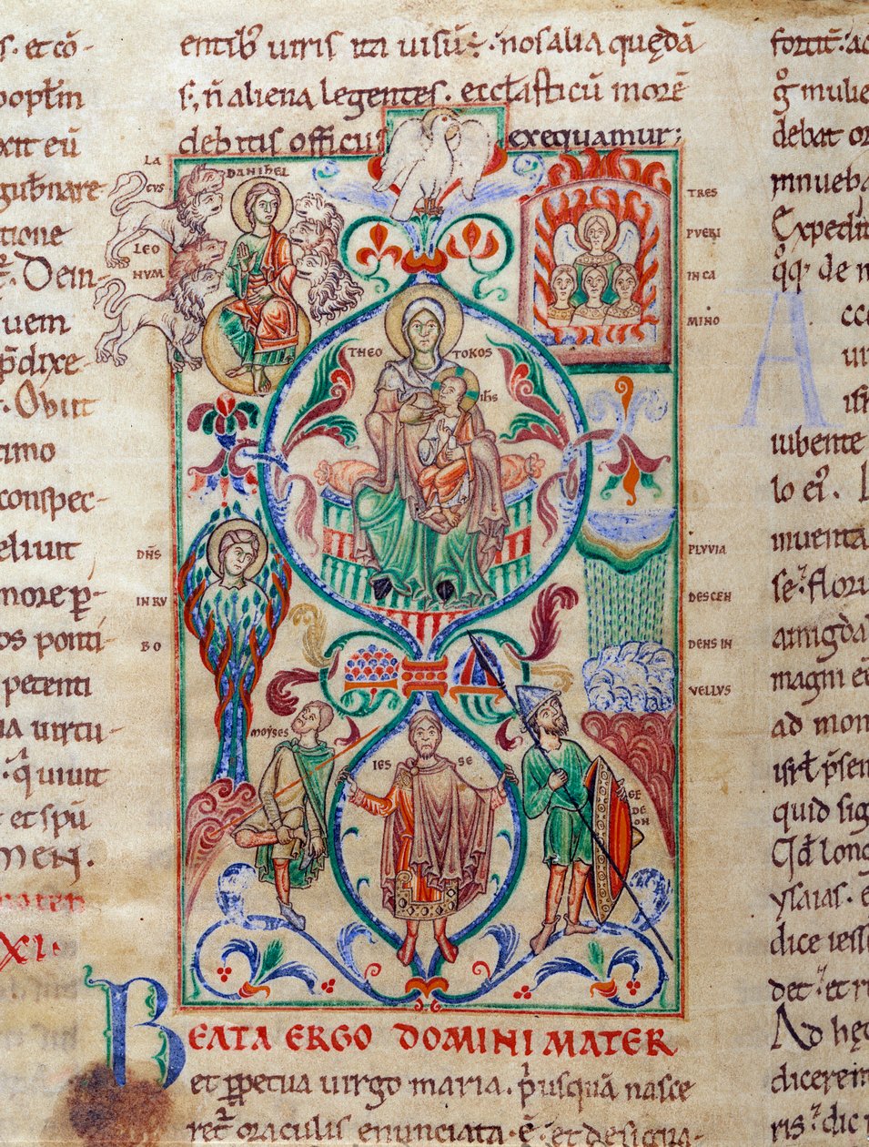Albero di Jesse circonda simboli di verginità. La Vergine è designata con il nome bizantino di Theotokos. Miniatura tratta dal Lectiaire de Citeaux, XII secolo. Digione, Biblioteca Municipale da Unknown artist