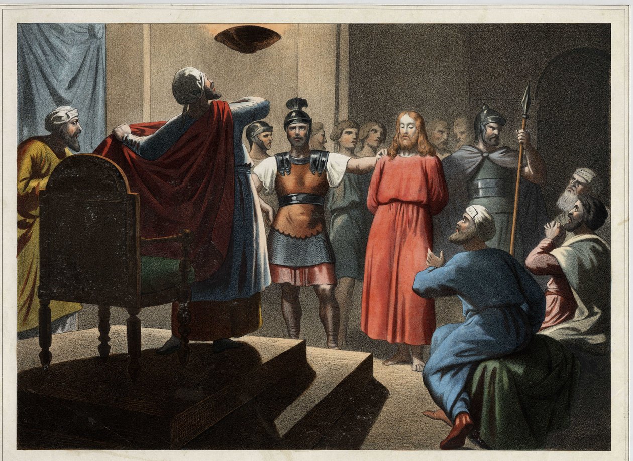 Gesù davanti a Caifa. Incisione anonima della metà del XIX secolo da Unknown artist