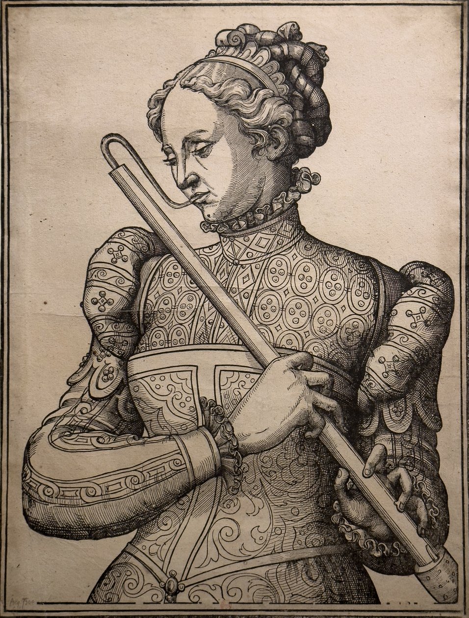 Giocatore di Douçaine, 1560 circa (Incisione su legno) da Unknown artist