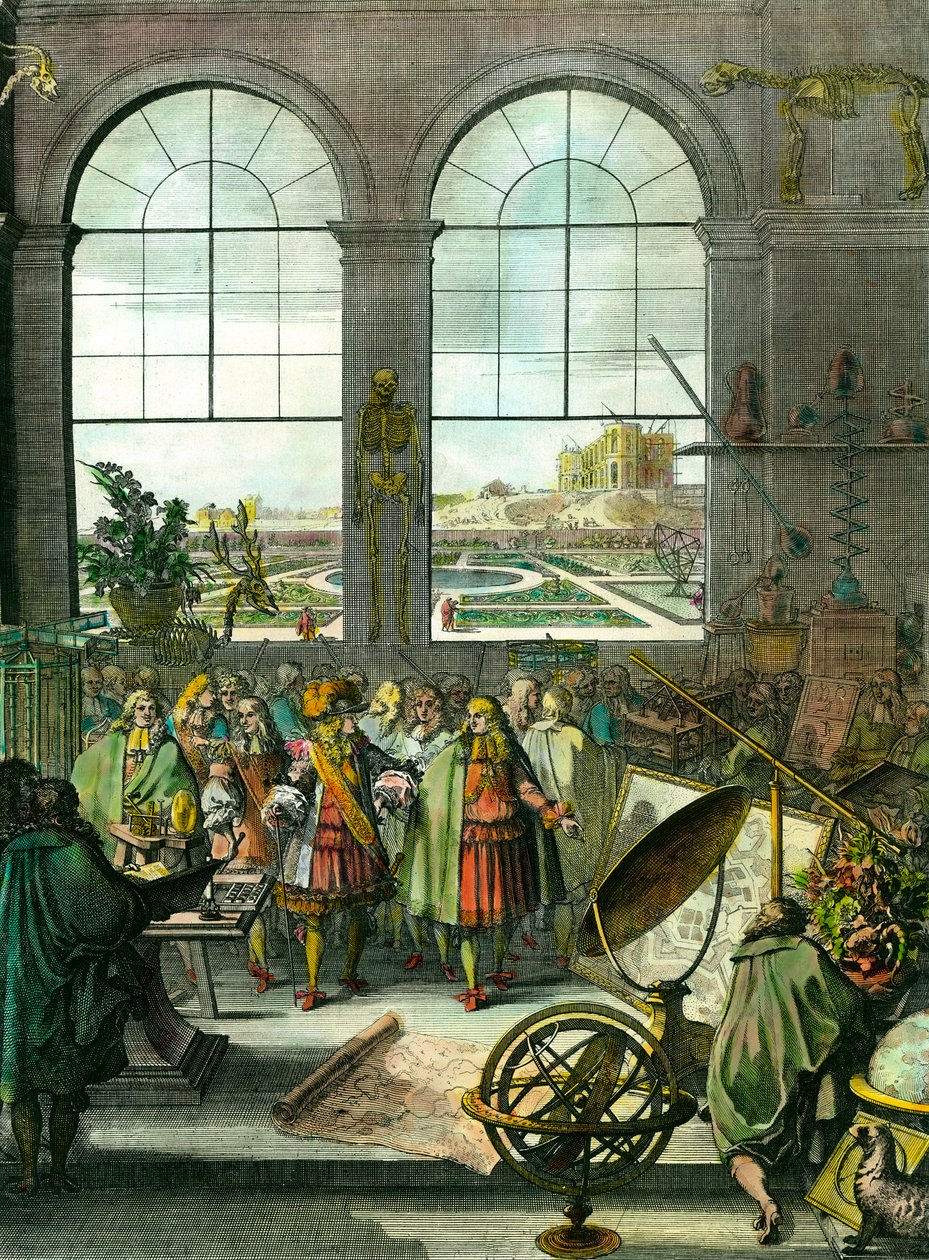 Re Luigi XIV visita il sito, sullo sfondo l